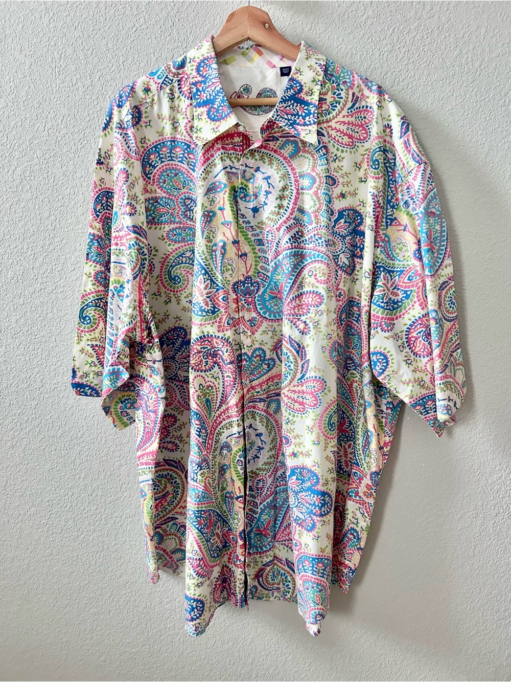 Robert Graham Multi Color Paisley Print Short Sleeve Shirt Size 4XLT